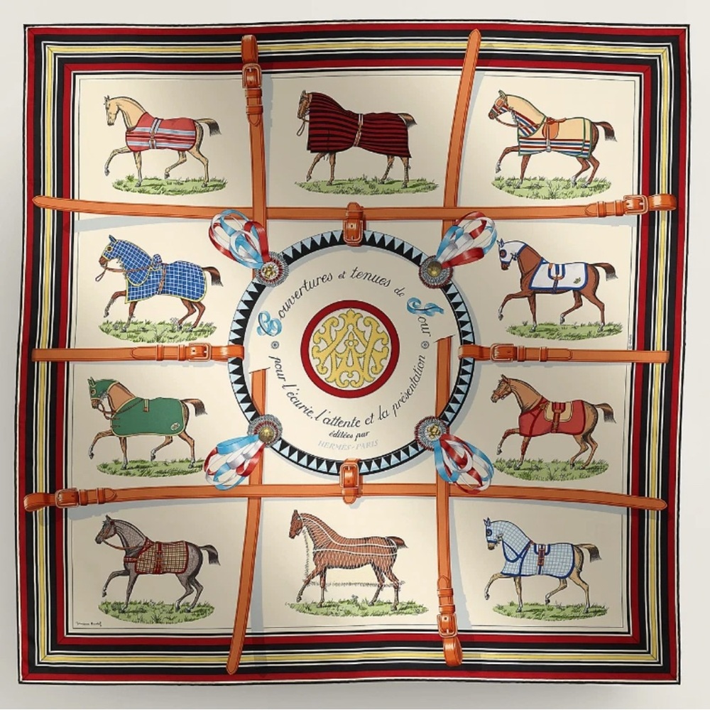 NEW HERMES Couvertures et Tenues de Jour Forever 100% Silk Scarf 90 w/ Receipt